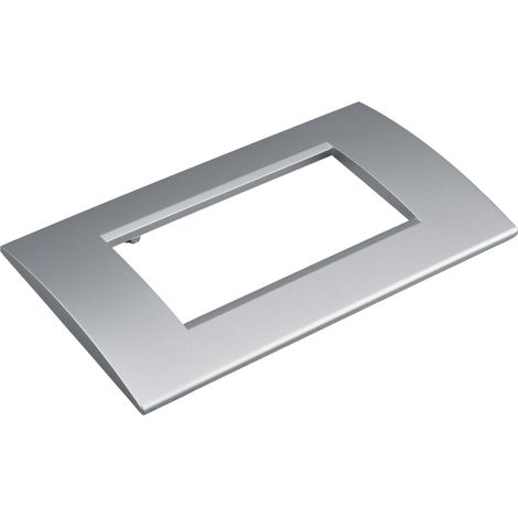 Placca Plastica Quadrata MBL 4 Moduli/Posti Compatibile Bticino Living, 3 Colori Disponibili (Grigio/Silver)
