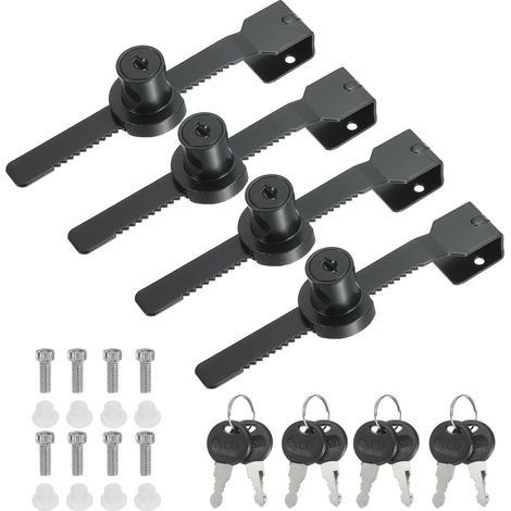 4Pcs Verrou de vitrine coulissant en verre Verrou à cliquet Noir (1/5)