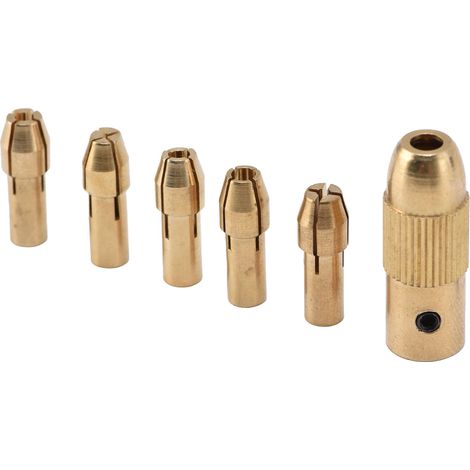 Mandrin micro perceuse meuleuse laiton 4 mâchoires serrage 0.5-3mm étui 5 cols passe-limes clé hex pour bricolage bois (1/5)