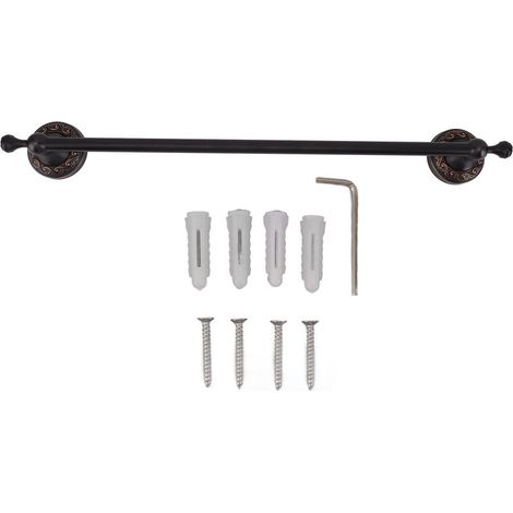 Porte-serviettes de salle de bain 19,7 pouces, en cuivre robuste, élégant support à main de Style rétro avec vis, clé hexagonale pour la cuisine de la maison, noir (1/5)