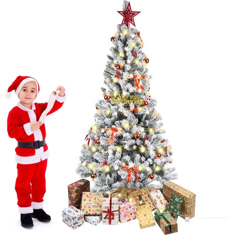 Sapin de Noël Artificiel 180 CM, 600 Branches, Matériel PVC Arbre de Noël avec Socle en Métal Décoration de Noël (1/5)