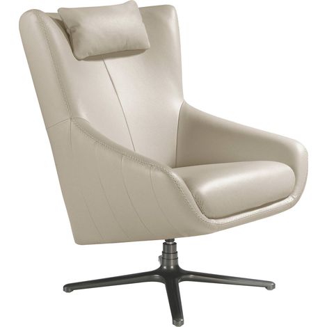 Fauteuil pivotant cuir taupe Angel Cerda 76x90x100cm - Taupe cuir lisse finition élégante (1/5)