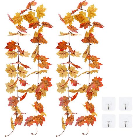 2 Pièces Guirlande de Feuilles d'érable Artificielle,Suspendu Feuilles d'érable vignes,Guirlande de Feuilles d'érable (1/4)