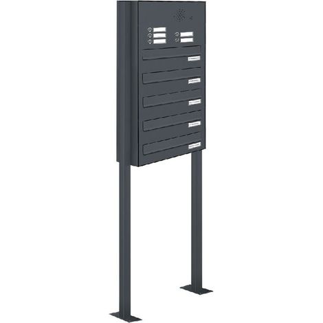 5er Briefkastenanlage Standsystem Durchwurf - Klingel RAL 7016 Anthrazit (1/5)