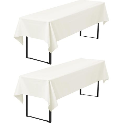 2er Pack Biertischdecken 260x110 cm Elfenbein Polyester waschbar für Bierzeltgarnitur
