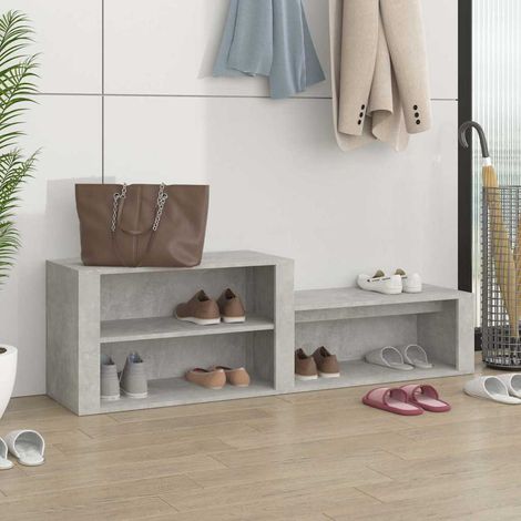 Meuble à Chaussures Étagère à Chaussures - Gris béton 150x35x45 cm Bois d'ingénierie BV613151 - BonneVie (1/5)