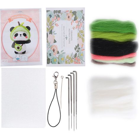 Needle Felting Kit Wool Fruit Doll Hand Made Accessory Package with Poke Needle Drawings(120 Avocado ) (1/5)