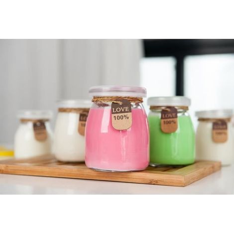 Lot de 9 Pots de Yaourts Bocal en Verre avec Couvercles, Idéal pour Mousse aux Chocolat Crèmes Desserts Yaourts - 200ML (1/4)