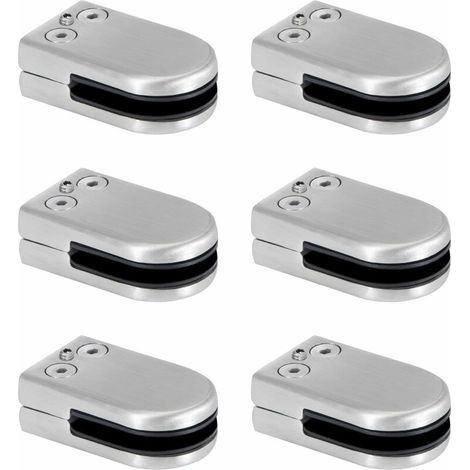 Pince à verre en acier inoxydable – Supports de serrage pour verre 6 à 8 mm – Réglable pour balustrades et escaliers – Lot de 6 pièces (1/5)
