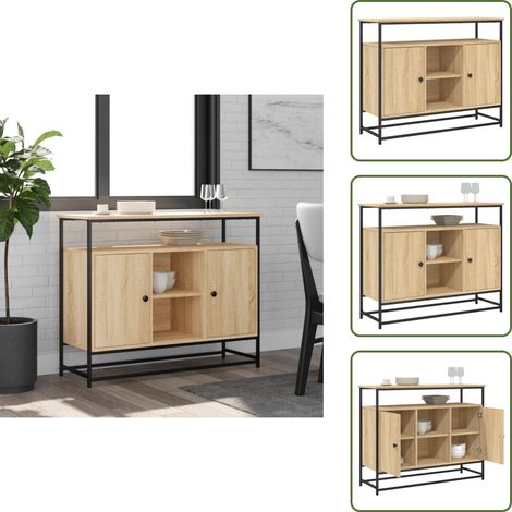 The Living Store Sideboard Sonoma-Eiche 100x35x80 cm Holzwerkstoff - Schreibtisch - Wohnzimmermöbel - Sideboard - Eichefarben - Regal (1/5)