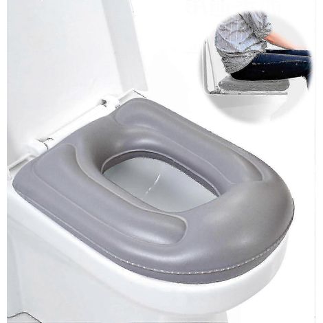 Coussin de siège de toilette gonflable à ventouses, siège de toilette gonflable réglable en hauteur pour adultes, seniors, personnes âgées, personnes handicapées, soulagement des douleurs au coccyx - (1/5)