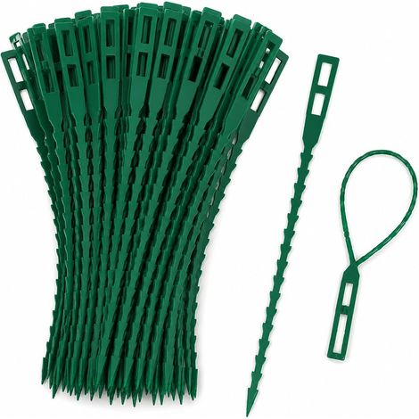 Lot de 100 Liens pour Plantes réglables, Attaches Jardin en Plastique env. 22 cm avec Fermeture à Clip pour tomates, concombres, Fleurs et Plantes grimpantes (1/5)