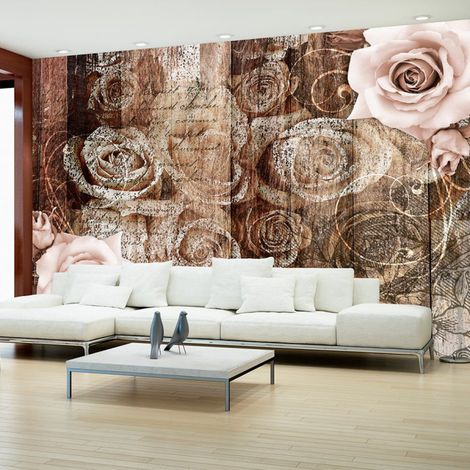 Papier Peint "Old Wood & Roses" 105 x 150 cm (1/2)