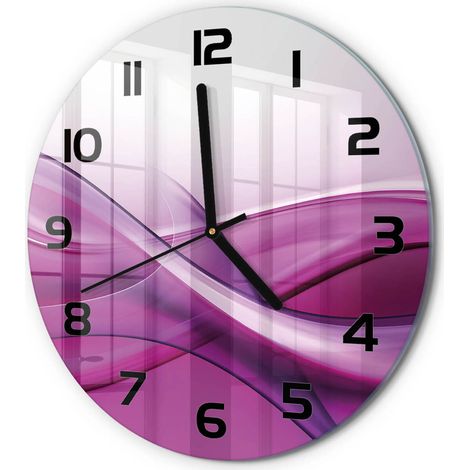 Horloge Murale Ronde Design Artistique Verre Trempé Déco Salon Cuisine Arrière-plan de vague fi 30 cm (1/5)