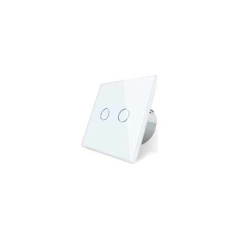 Interrupteur tactile double FCM02W – Panneau en verre blanc – 2 boutons – Installation encastrée Ø 60 mm – Résistant aux rayures (1/2)