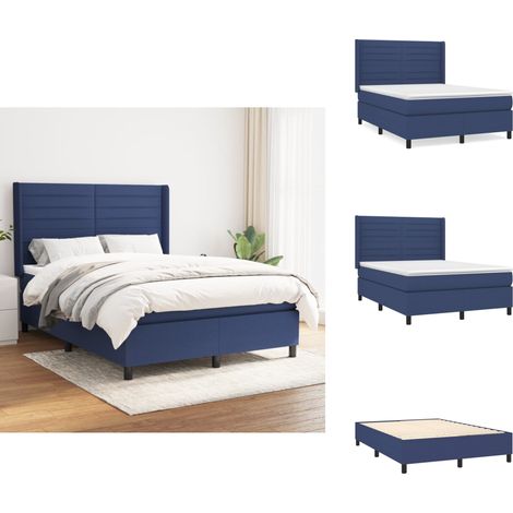 Boxspringbett mit Matratze Blau 140x200 cm Stoff - Boxspringbett - Doppelbett - Schlafraum - Blau - Bettauflage (1/5)