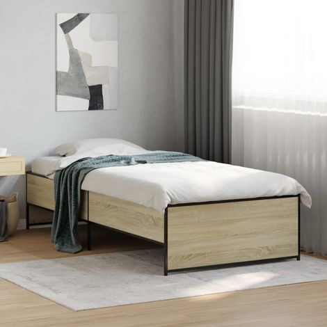 vidaXL Giroletto Rovere Sonoma 90x200 cm Legno Multistrato e Metallo (1/5)