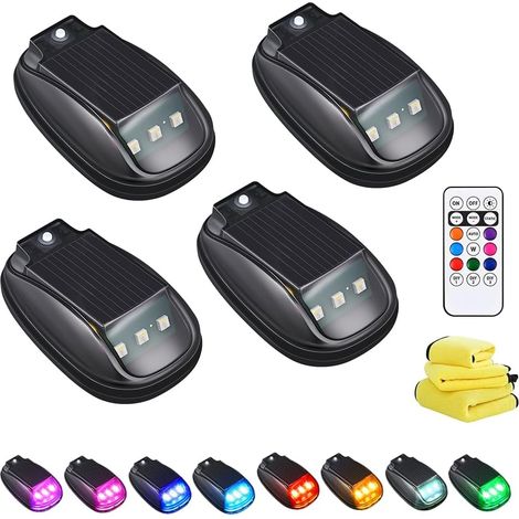 Waterproof Solar Powered RGB Strobe Light, Wireless Solar Cab Lights with Motion Vibration Sensor, High Brightness Wireless LED Strobe Light Car, for Motorcycles, Cars and Trucks (1/5)