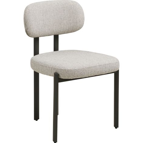Set 2 sedie da pranzo Royan in tessuto grigio chiaro con gambe grigie 50x53x80 cm