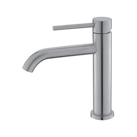 Miscelatore lavabo linea curva in acciaio inox finitura satinata KAM-ARTE SATINATO kamalu