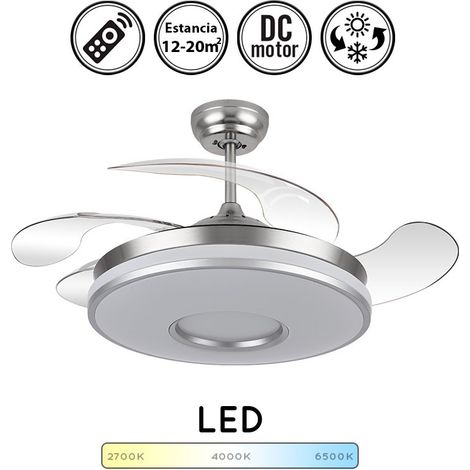 Ventilador de techo LED "Dani" regulable con control remoto (59W 3CCT 6980lm) IP20 Ø107cm color cromo (1/10)