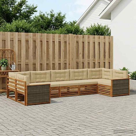 vidaXL Outdoor-Sofagarnitur mit Kissen 7 pcs Natur und Beige (1/5)