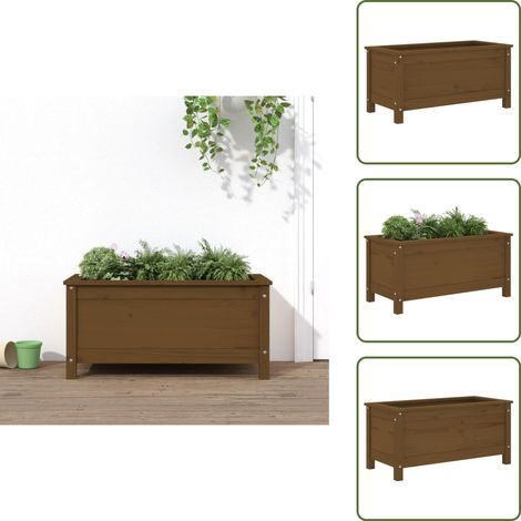 Jardinière marron miel 82,5x40x39 cm bois massif de pin - Jardinier - Pot De Fleurs - Bac À Plantation - Extérieur - Terrasse (1/5)