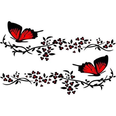 pegatinas para coche con diseño de mariposa y flor, bonitas calcomanías para coche con diseño de mariposa y flor, 30 x 11 cm, color negro más rojo. (1/3)