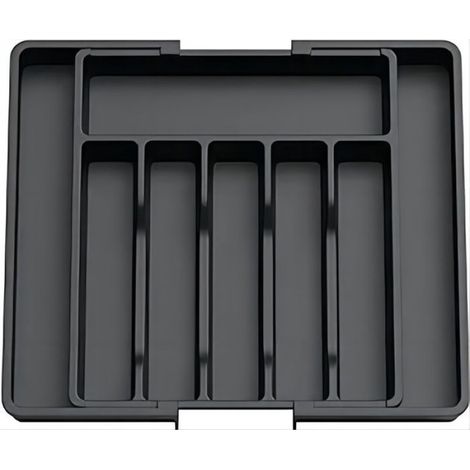Organisateur de tiroir à couverts, plateau extensible pour tiroir de cuisine, porte-ustensiles et couverts réglable, noir (1/2)