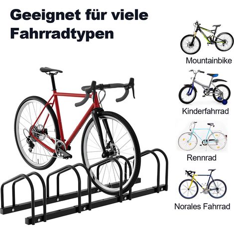 Wolketon Fahrradständer für 5 Fahrräder schwarz matt - Verzinkter Stahl - Boden- und Wandmontage - Robust