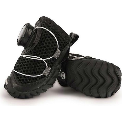 Chaussures tout-terrain antidérapantes pour chien, avec molette de réglage, déperlantes, respirantes et moelleuses pour protéger les pattes, noires.-WOODTOR