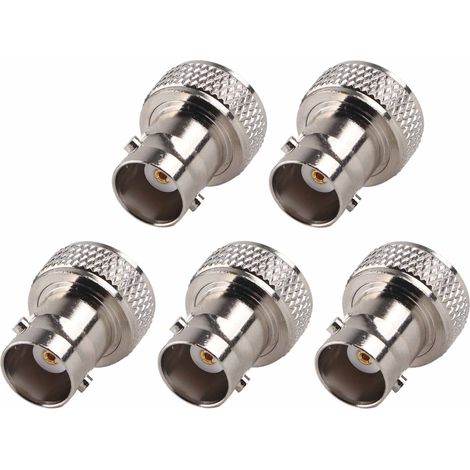 Adaptateur coaxial 5 pièces, contact en laiton nickelé, connecteur RF BNC femelle vers SMA femelle