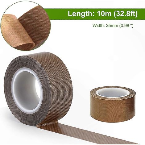 Ruban PTFE autocollant pour applications haute température, film adhésif résistant à la chaleur, 10 mètres, ruban téflon auto-agrippant, usage industriel. (1/5)