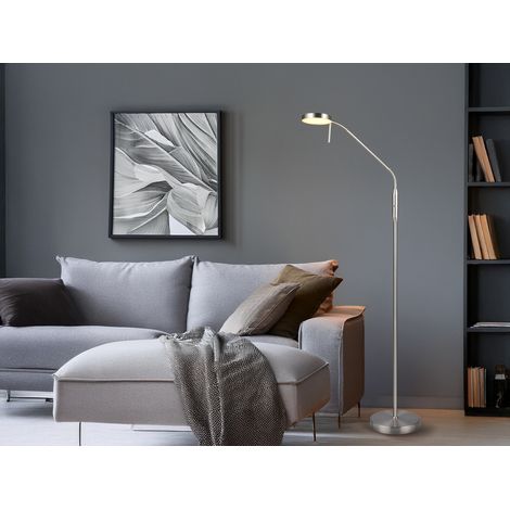 LED Akku Stehlampe MORENO dimmbar mit Flexarm, Silber Höhe 137cm