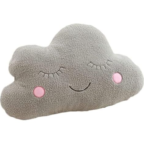 Weiche Plüschkissen mit Sternen-, Mond- und Wolkenmotiven, perfekt für Zuhause, Büro, Sofa, Autositz und Partys (wolkenförmig (21,5 x 17,7 Zoll) (55 x 45 cm) in Grau).