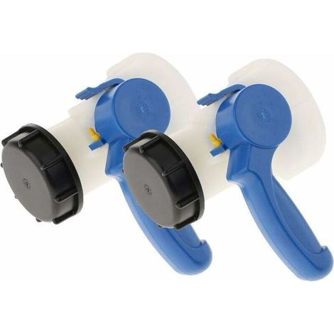 Ulisem 2X Vanne Papillon en PP avec Écrou de 62mm Adaptateur pour Cuve IBC 1000 litres