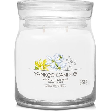 Yankee Candle Signature Duftkerze im Glas, mittlere Größe, Duftrichtung Mitternachtsjasmin, 368 g (1/4)