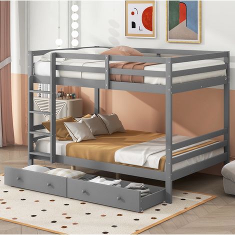 Letto a Castello 140x200 cm con Struttura in Legno di Pino e Cassetti Contenitore (1/5)