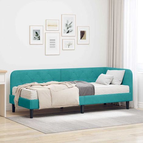 Eckbettgestell Türkis 80 x 200 cm Samt