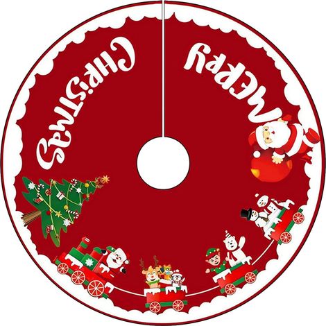 Tree Skirt - Santa Claus And Snowflake Design - 60 Cm Diameter - For Christmas Tree Base Decoration - 1 Piece (1/5)