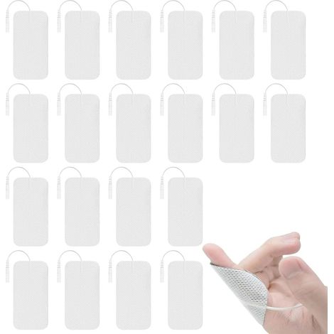 Électrodes Carrées 40x80mm,20pcs Universel Patch Électrostimulateur TENS EMS,TENS Patch pour Electrostimulateur Musculaire TENS EMS,Patchs Adhésifs Réutilisables,avec connexions Fil (1/5)