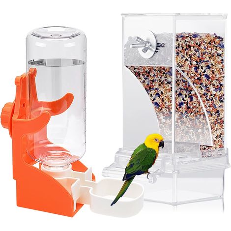 Distributeur automatique de nourriture pour oiseaux et perroquets - Mangeoire pour oiseaux avec fontaine à eau pour perruches, canaris, pinsons (1/5)