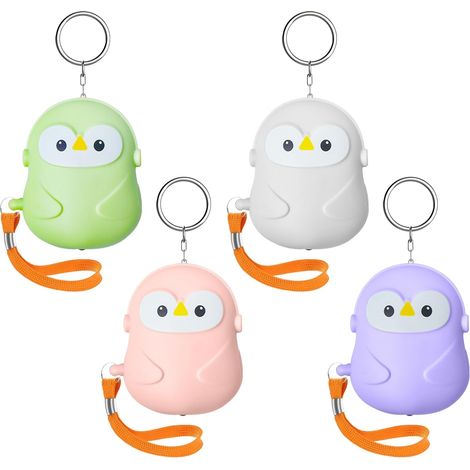 Lot de 4 alarmes de poche 130 dB, avec lumière LED et porte-clés, alarme personnelle pour femmes, enfants, personnes âgées, alarme de poche pour enfants, auto-défense, alarme d'urgence pour (1/5)