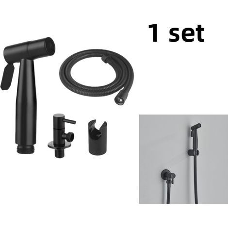 Lot de 1 pommeau de douche à main doré brossé pour bidet montage mural acier inoxydable robinet de douche froide simple booster noir (1/5)