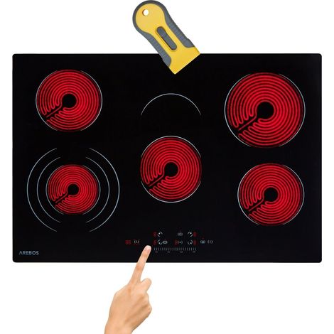 AREBOS Placa vitrocerámica autosuficiente 5 zonas de cocción 77 cm 8700 W