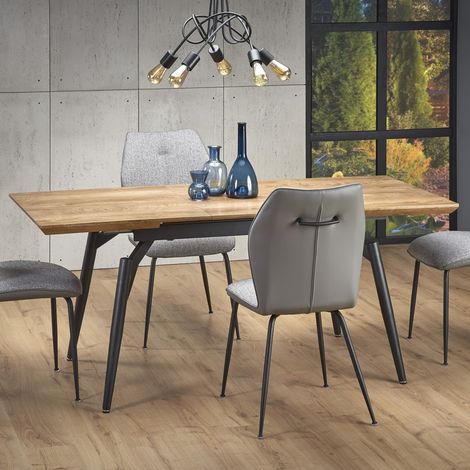 Table à manger grise et chêne avec rallonge Soli (1/5)
