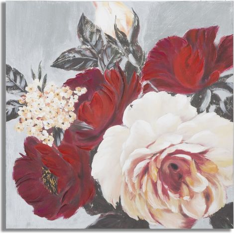 CUADRO SOBRE LIENZO ROJO FLOR CUADRADO CM 90X3,7X90 (1/5)