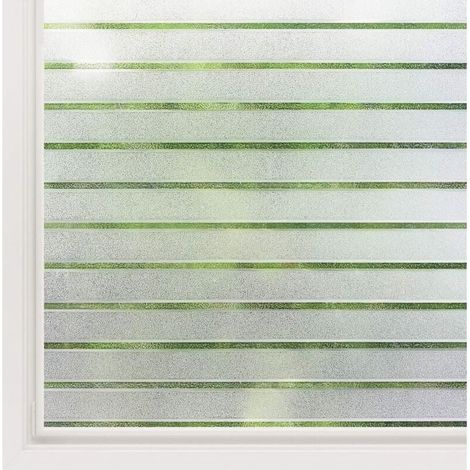 Film Fenetre Electrostatique Motif à Rayure Horizontal Film Opaque pour Vitre Autocollant Dépoli Statique Non Adhésif Protection Vitre Brise Vue Cuisine Maison Salle de Bain 45x200CM (1/5)