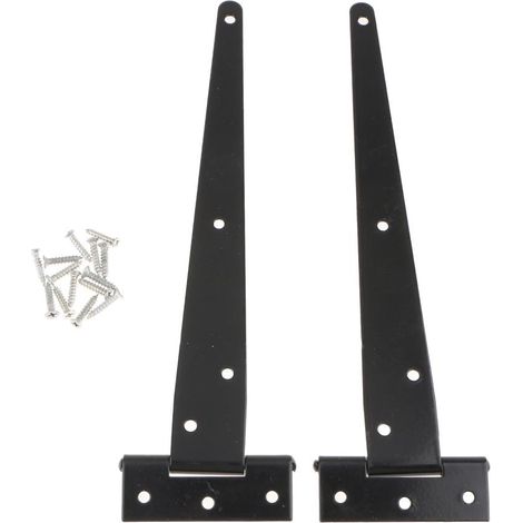 1 paire robuste t charnière armoire hangar porte té charnière noir 10 pouces (1/5)