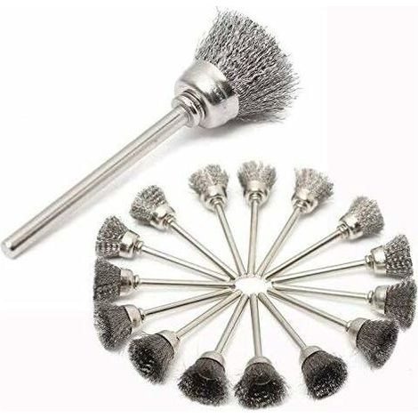 Juego de 45 piezas de cepillos de alambre de acero inoxidable para taladros, cepillos para Dremel y accesorios para herramientas rotativas para limpieza y pulido. (1/5)